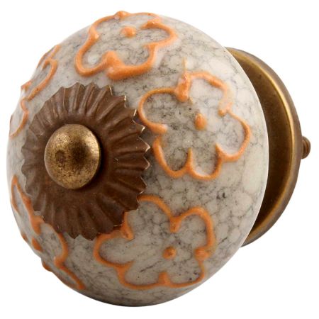 Mustard Floral Crackle Ceramic Dresser Knob Online